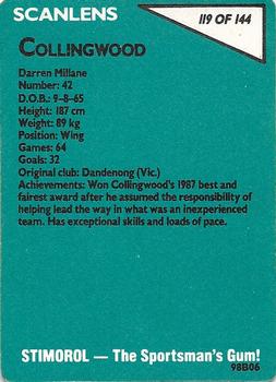 1988 Scanlens VFL #119 Darren Millane Back